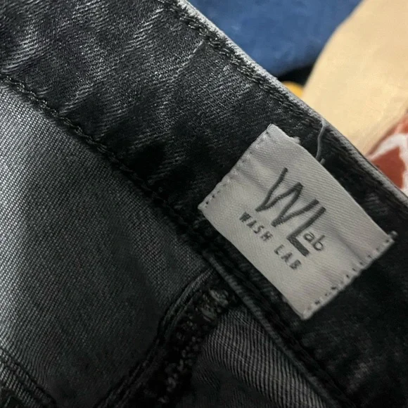 Wash Lab Women’s Black Washed Denim Midi Maxi Skirt Size 25 Frayed Hem - Picture 3 of 6